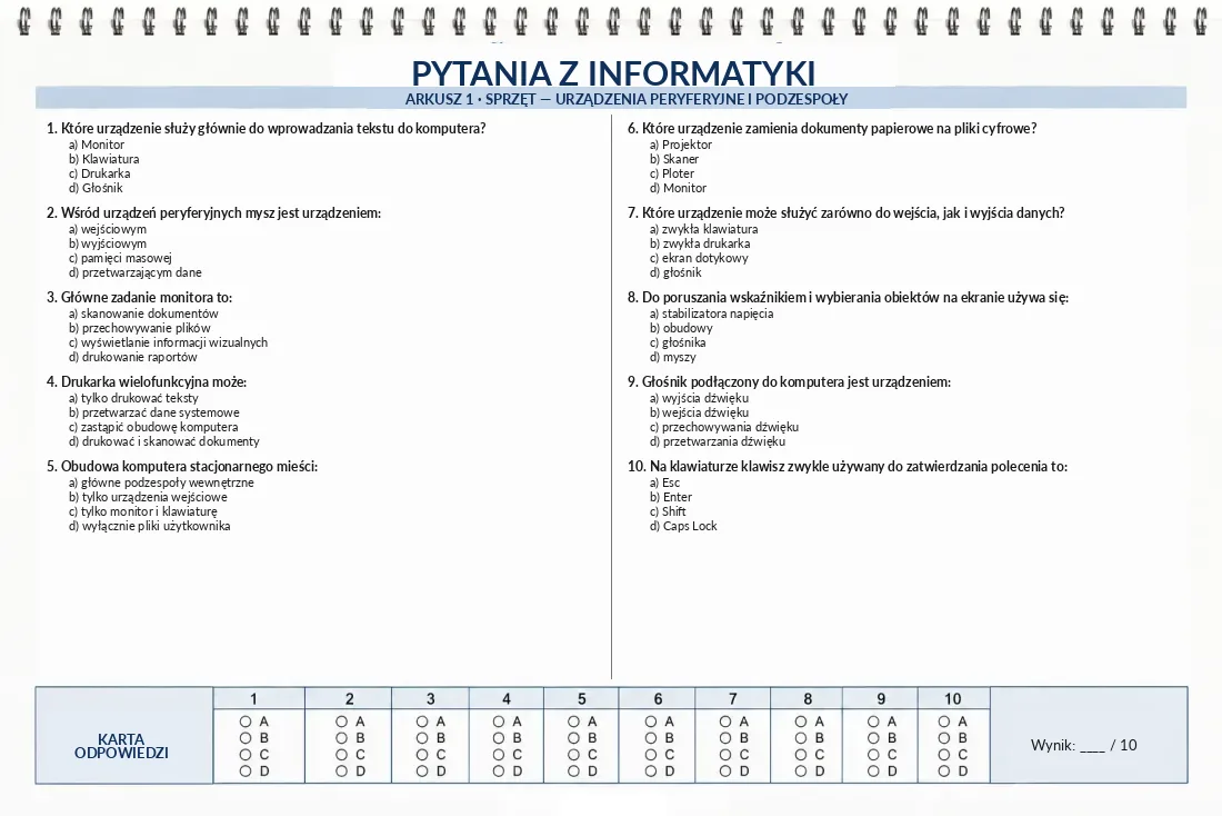 Bonus — informaticavragen met antwoordblad
